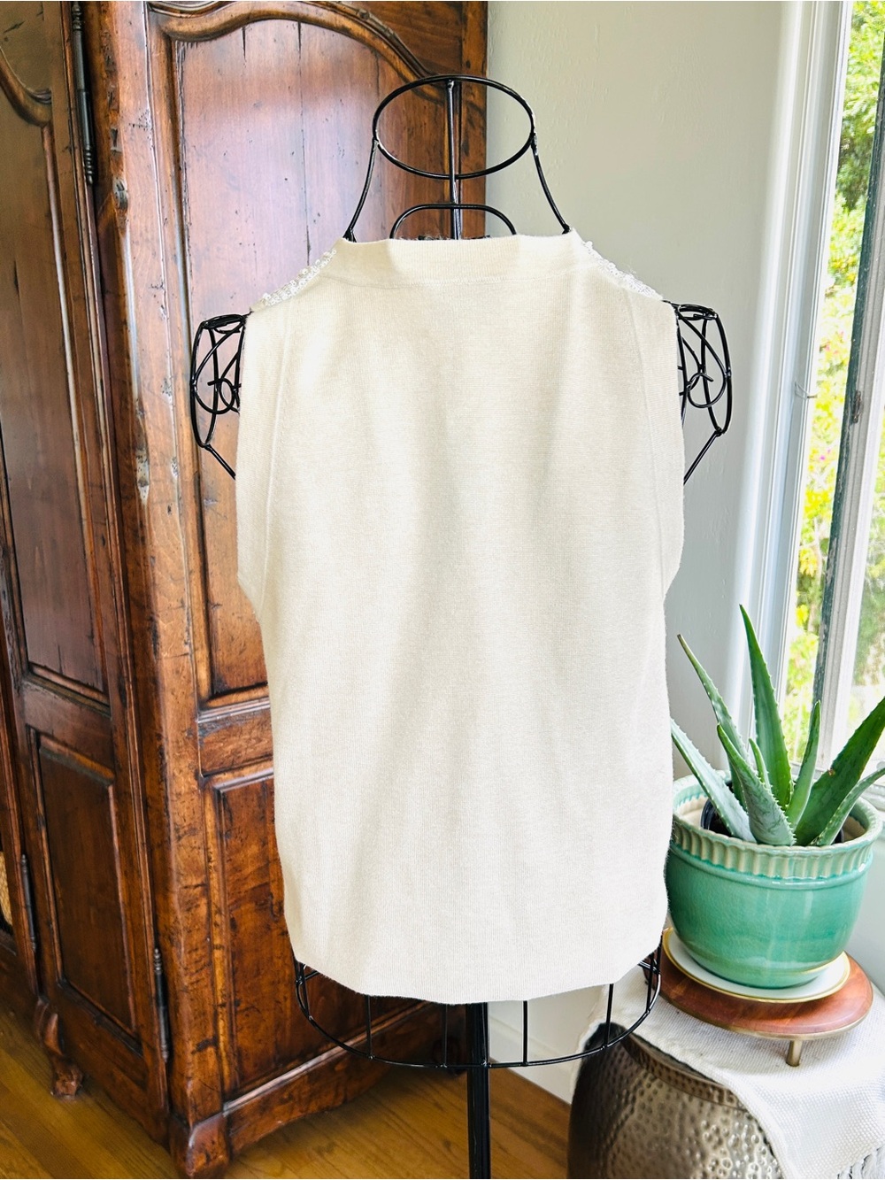 J. Crew Collection Sequin Halter Sweater Tank in Cream NWT Large - Picture 5 of 9